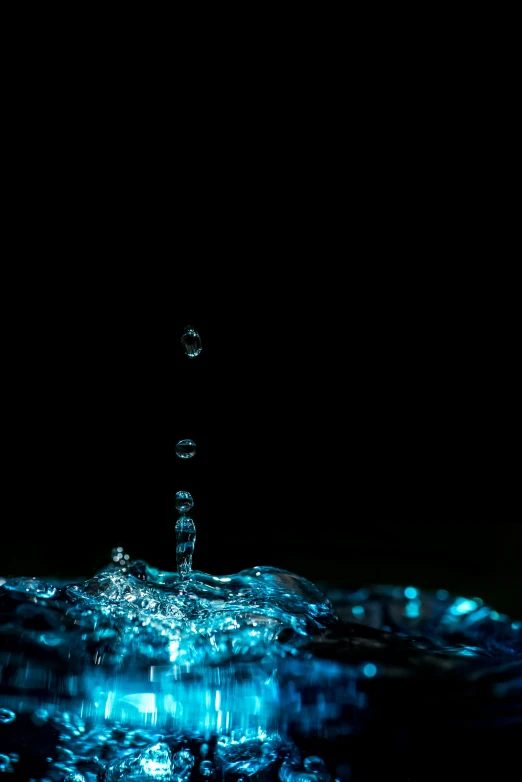 water droplets with black background and light