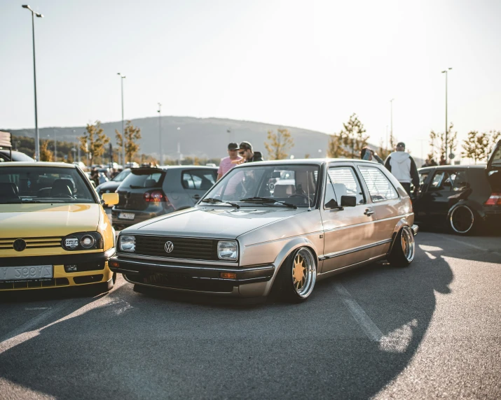 this vintage vw rabbit is the most beautiful example of what's in the car parking lot