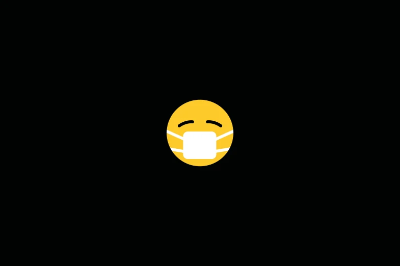 a yellow smiley face with a mask on it