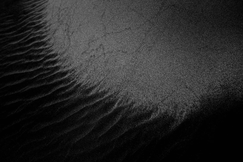 the black sand in the desert has thin ridges