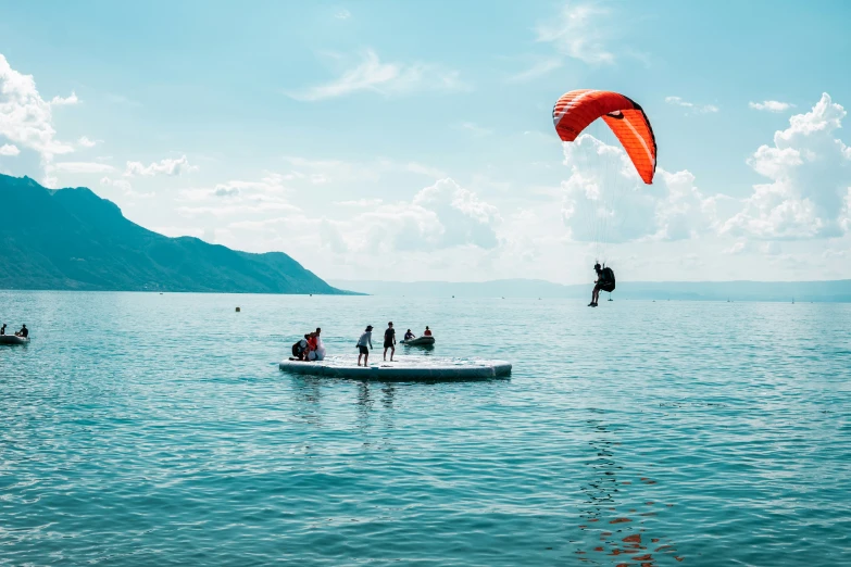 some people are riding on a small boat in the water