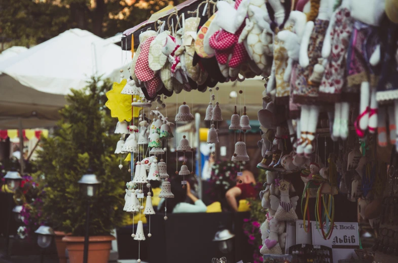 colorful items in rows on display at outdoor market