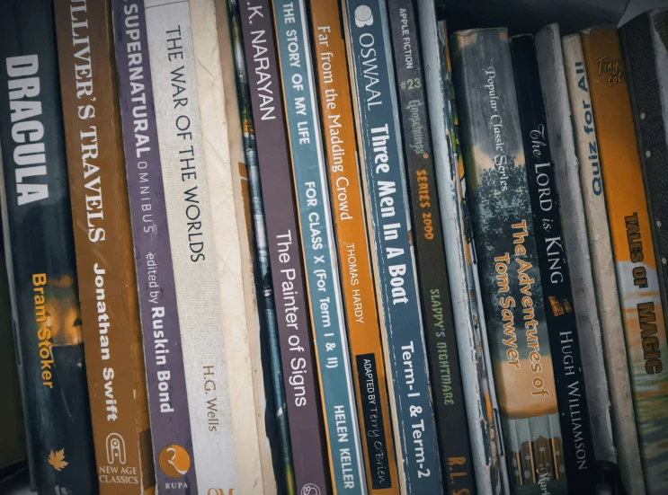 several book shelves lined up next to each other