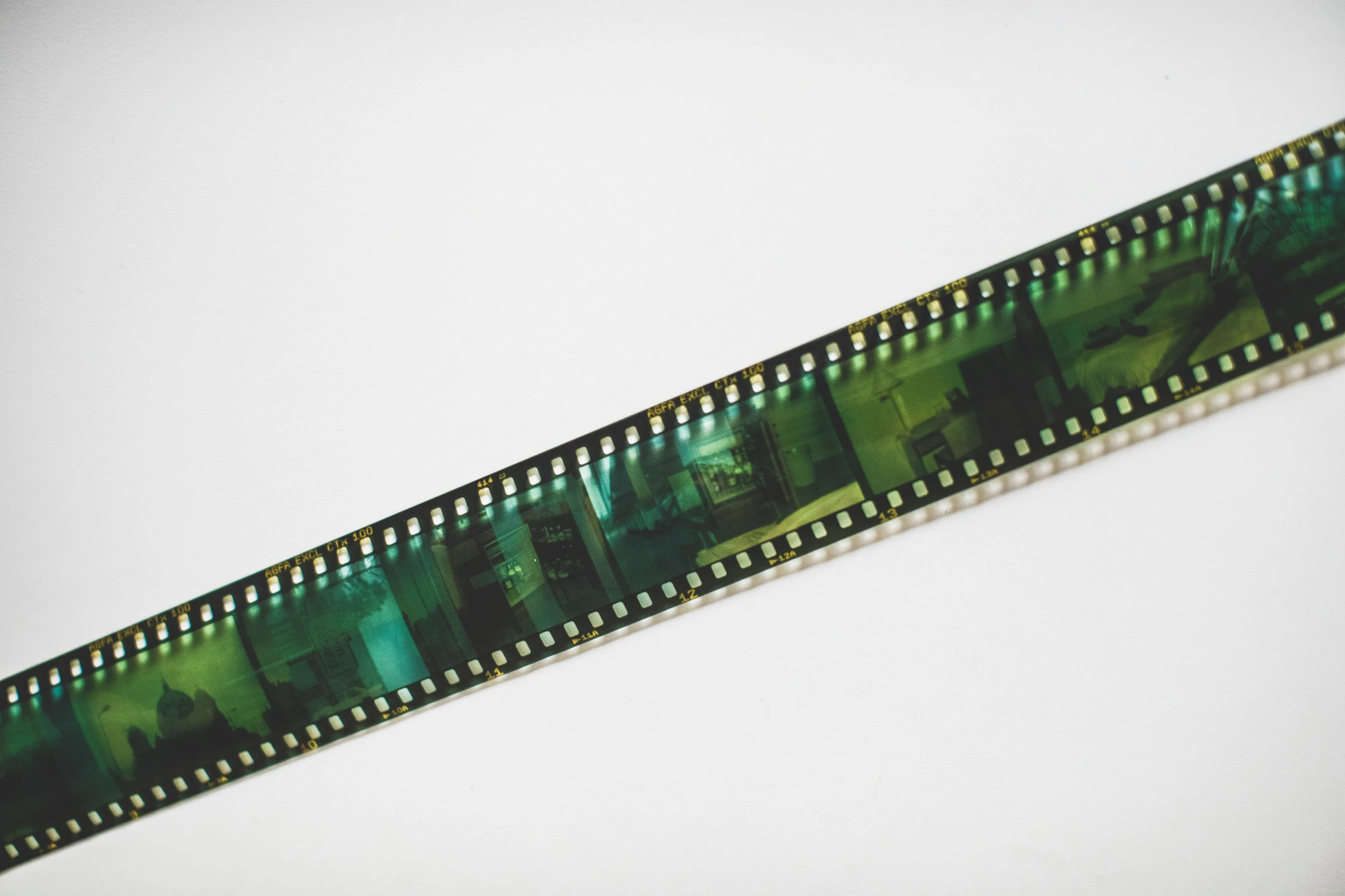 two film strips showing the inside of film