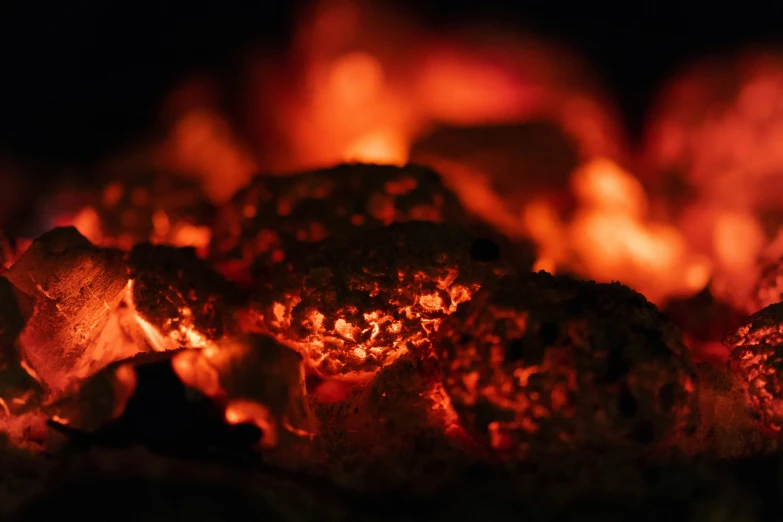 coal and glass is in the back lit by an oven