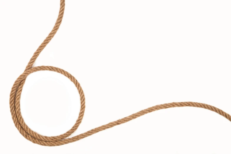 a rope on white is shown with a red and white tag