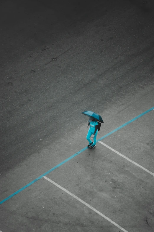 a person walks under an umbrella in the rain