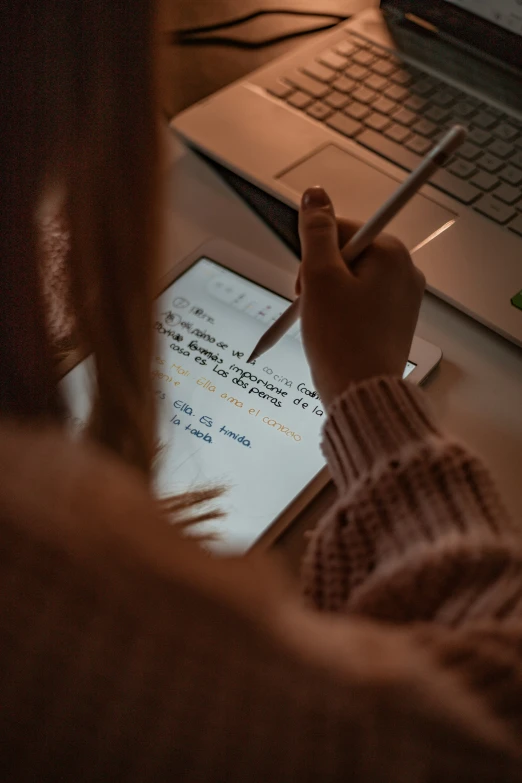 a person sitting at a desk in front of a laptop