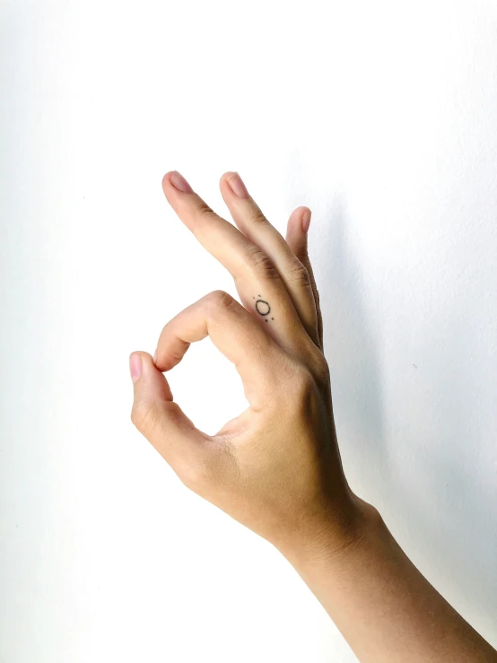 a person's hand is holding a ring