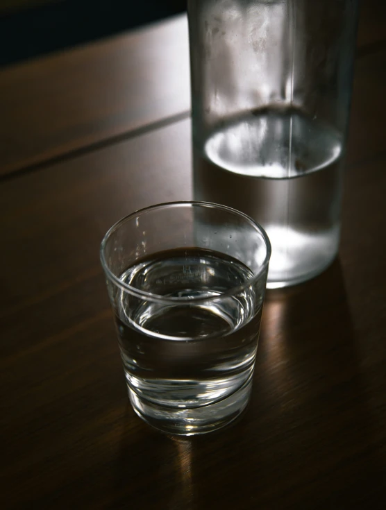 two empty glasses sitting on top of a table