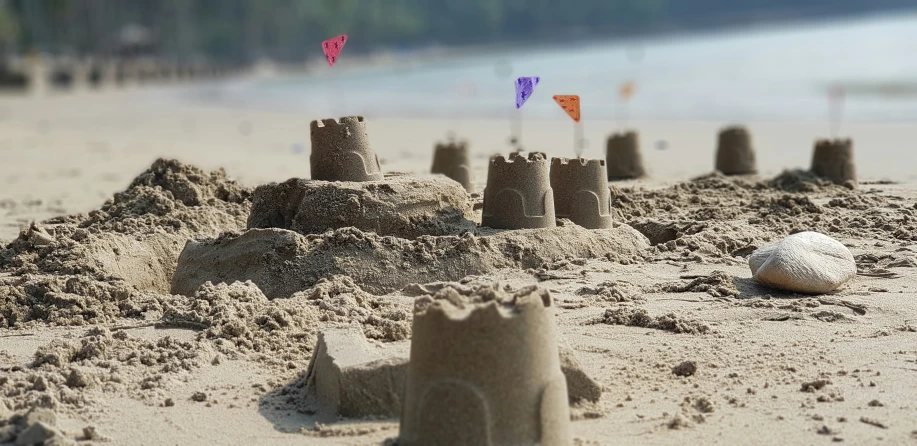 a castle made of sand on the beach