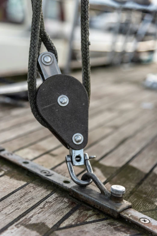 a close up view of the straps of a boat