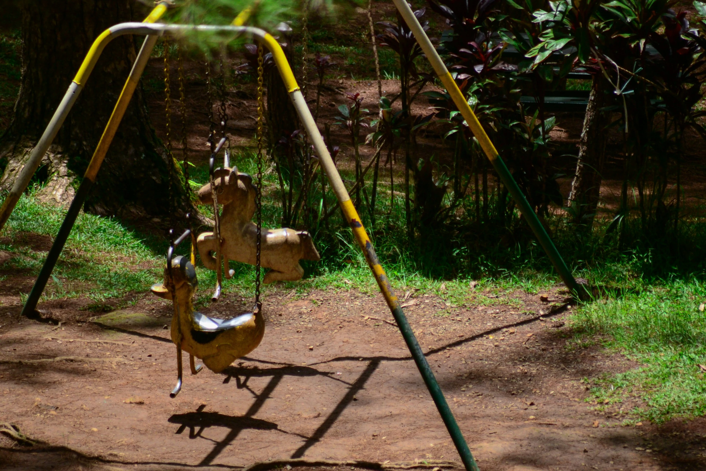 a swing that is on the side of a road