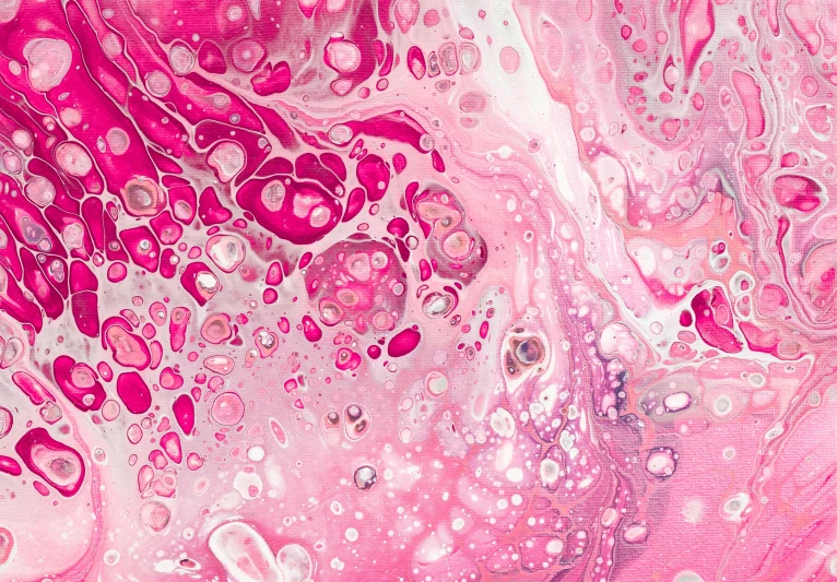 pink and white acrylic background with bubbles