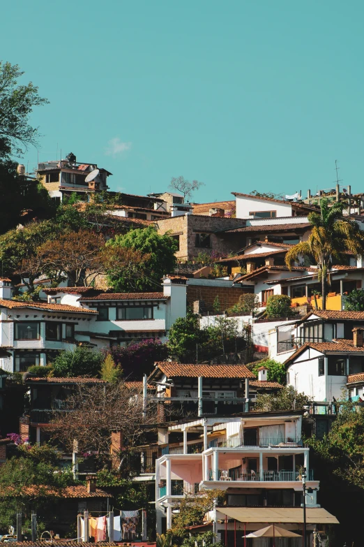 view of some houses in the background on a hill