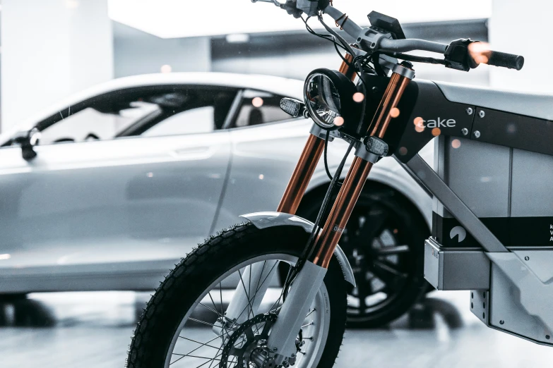 an electric scooter parked in a showroom