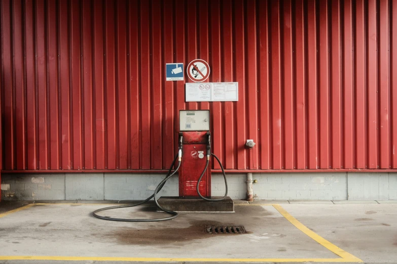 a gas pump is placed inside a building