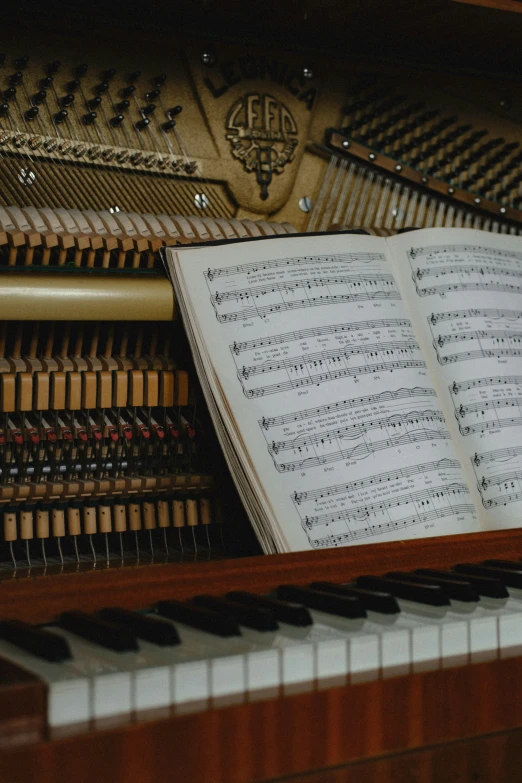 a open book sitting in front of an organ