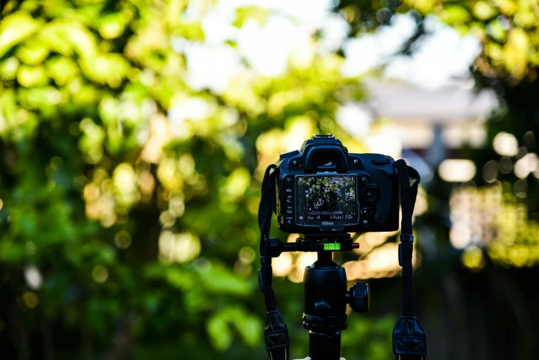 a camera sitting on top of a tripod