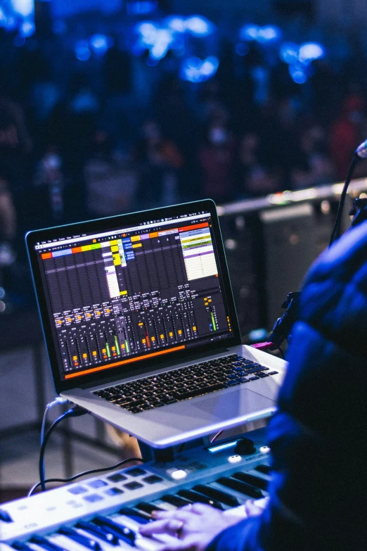 a laptop computer that has been recording on sound equipment