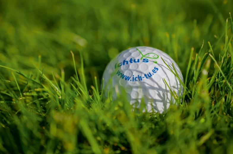 a golf ball laying in the grass on a course