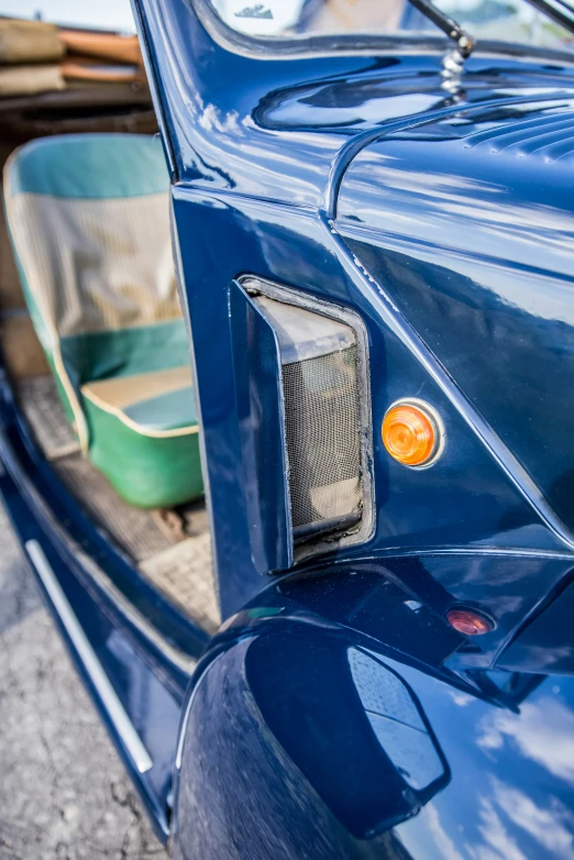 the taillights on the old blue truck