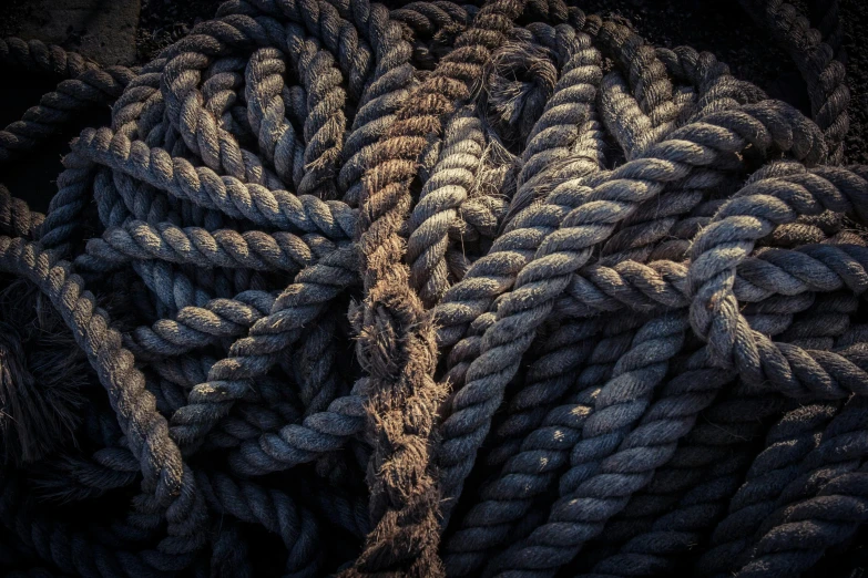 a close up of rope on a large boat