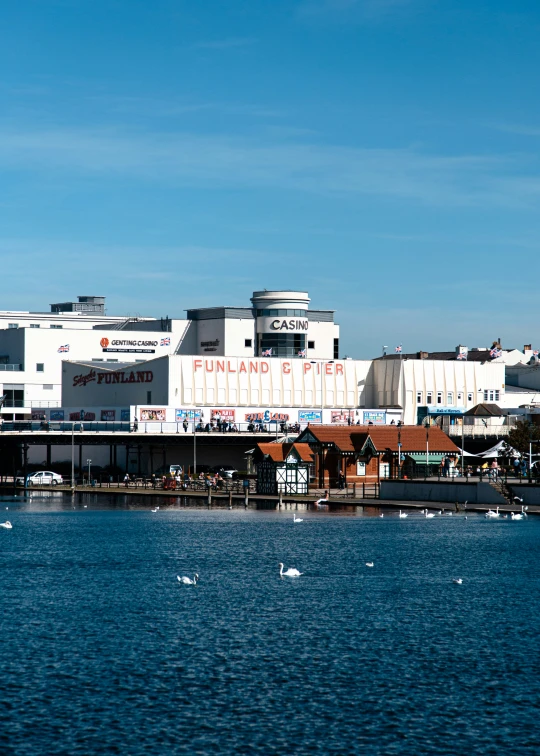 the water near buildings is clear blue and green