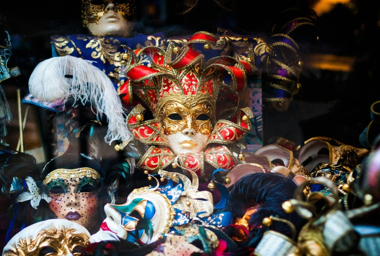 an image of masks in the dark