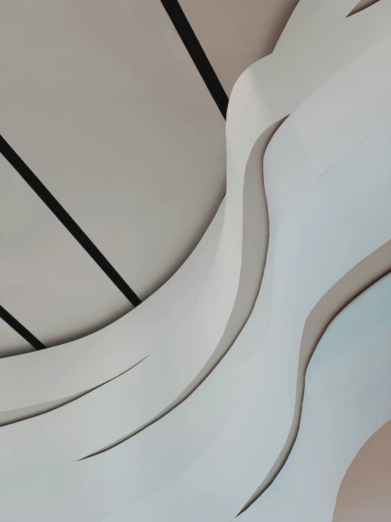 a modern architecture sculpture with curved panels in neutral and modern architectural style