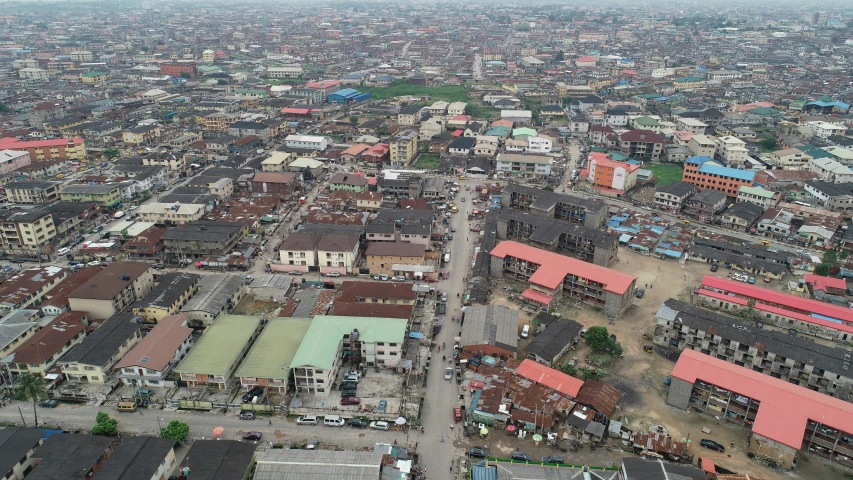 an aerial view of a city with a lot of buildings