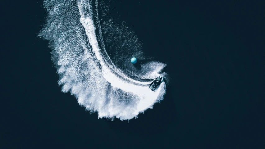 a bird is shown in the water from above