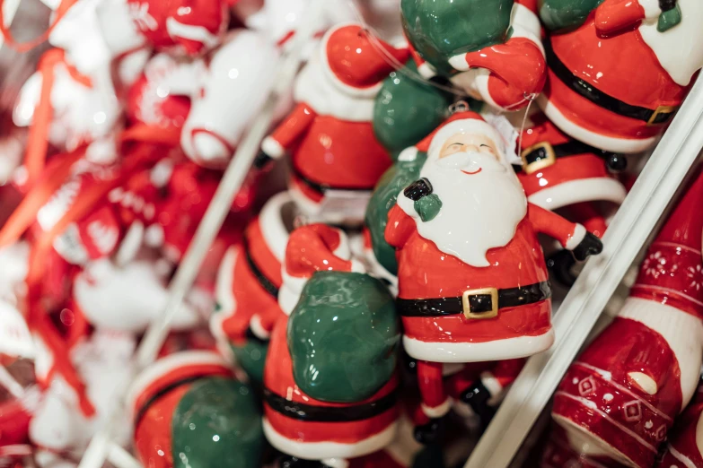 a santa clause is on display in a market