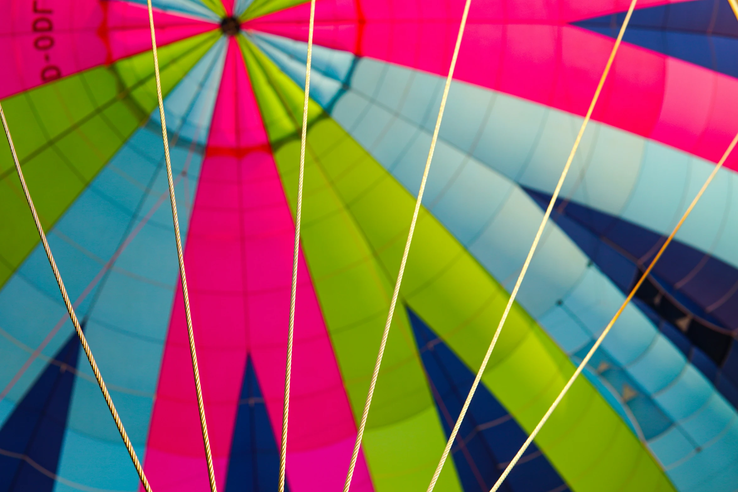 a large colorful  air balloon with many strings