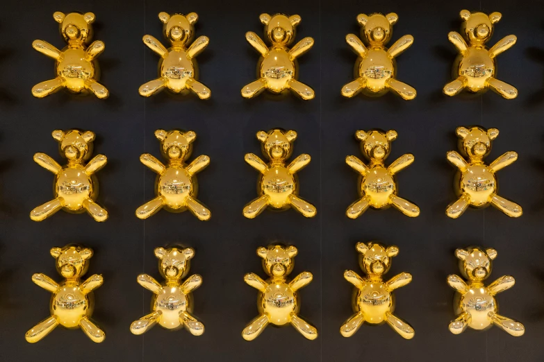 a large collection of gold toy bears