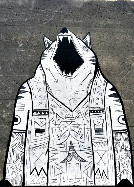 a drawing of a coat on the ground