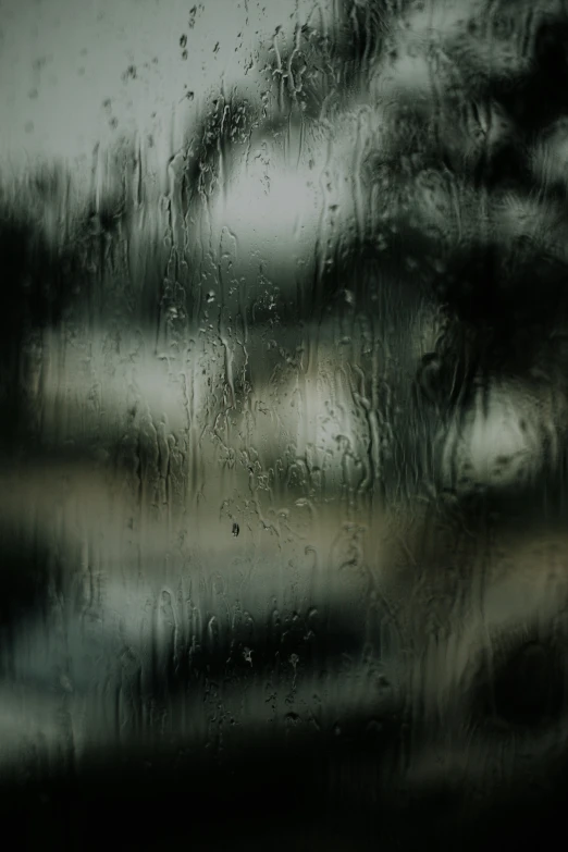 a close up view of rain water on a window