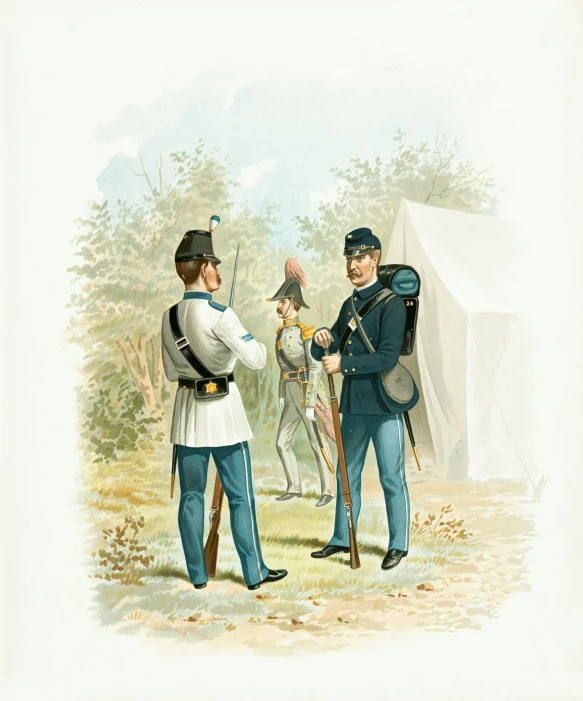 two men standing next to each other in uniforms