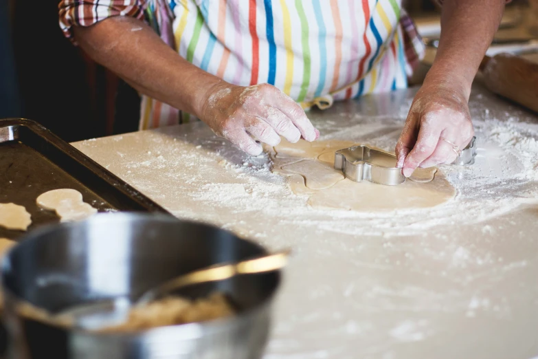 there are two hands that are making a dough