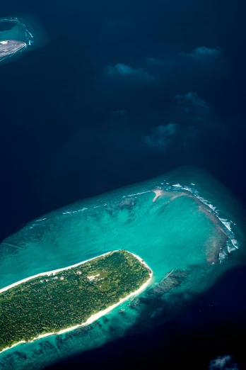 an island is shown from the air in an island that looks like a water way