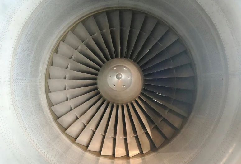 the inside of a jet engine, looking down into it