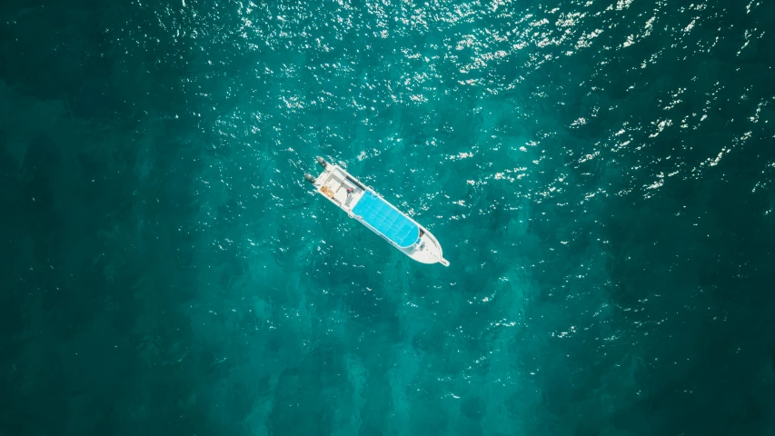 a boat is in the middle of the water