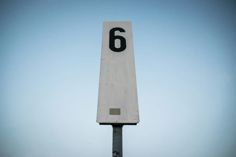 a close - up of an odd number 6 marker