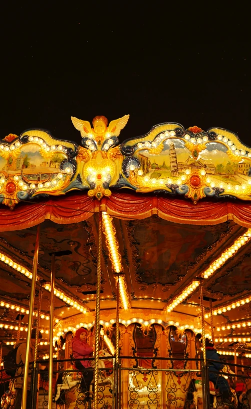 there are many carousels that have people on them