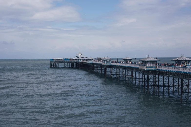 some people are walking on the pier at the beach