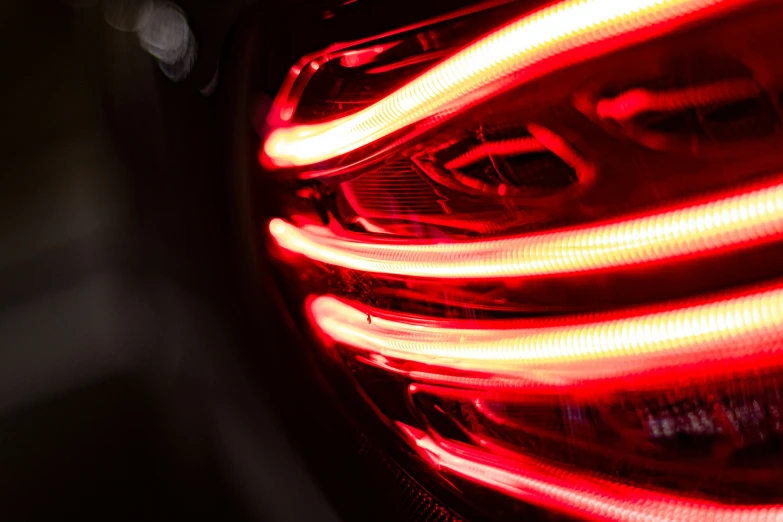 closeup view of a car's taillight on the front