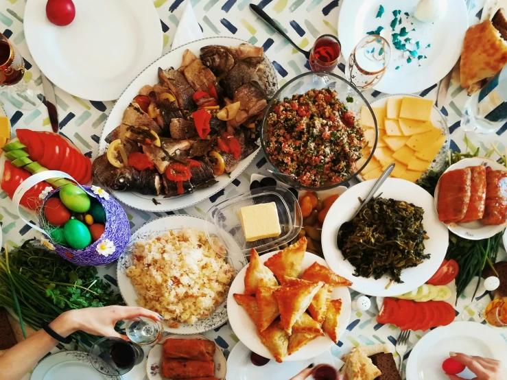 a platter with different types of food on top of it