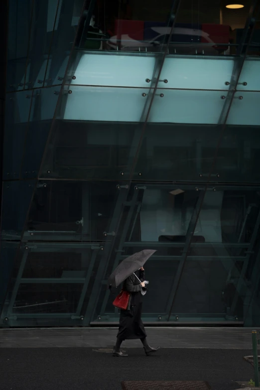 a person walking down a street holding an umbrella