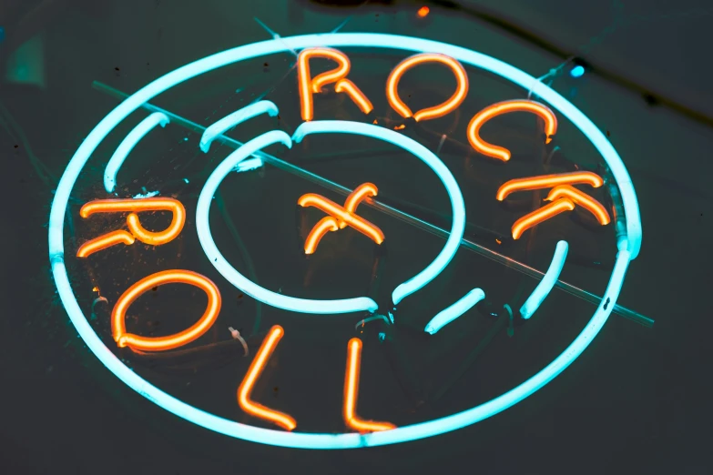 this neon sign features the word rock'n roll