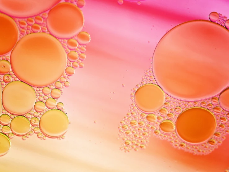 water drops in yellow, orange and pink